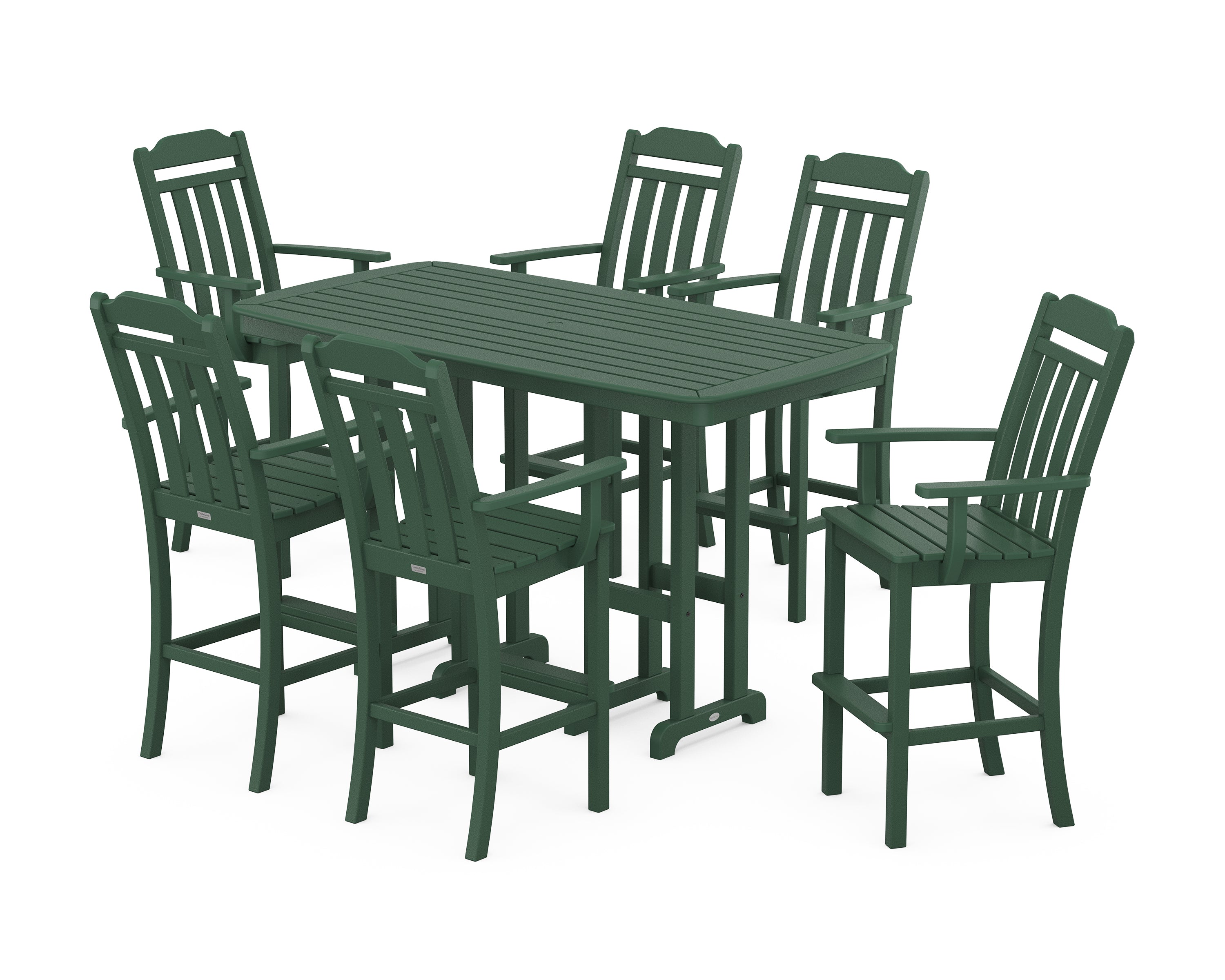 Country Living Cottage Arm Chair 7-Piece Bar Set in Green
