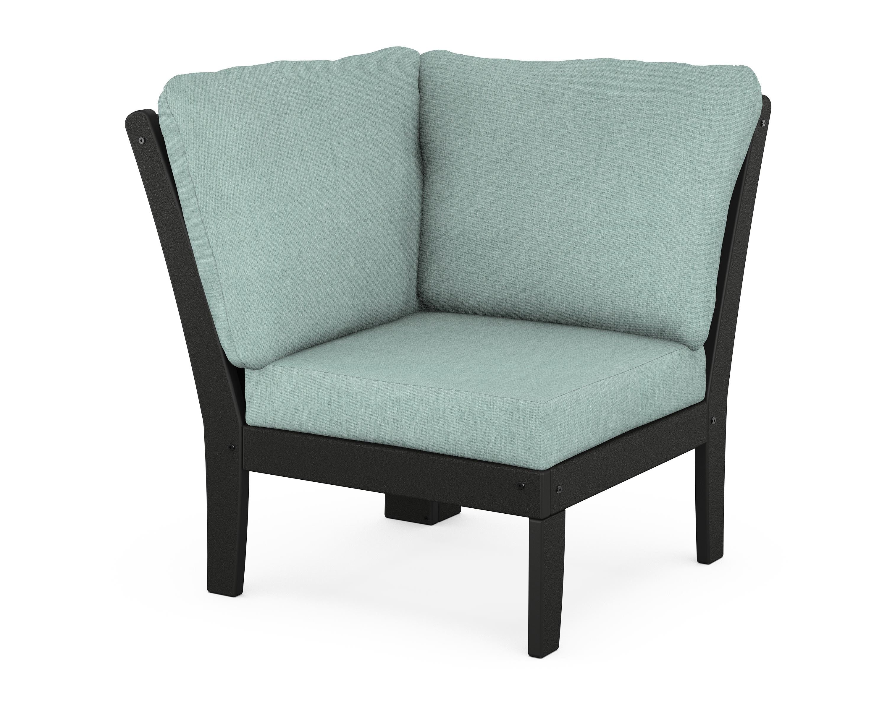 POLYWOOD® Braxton Modular Corner Chair in Black / Glacier Spa