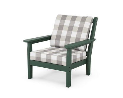 POLYWOOD® Chippendale Deep Seating Chair in Green / Buffalo Plaid Grey Mist