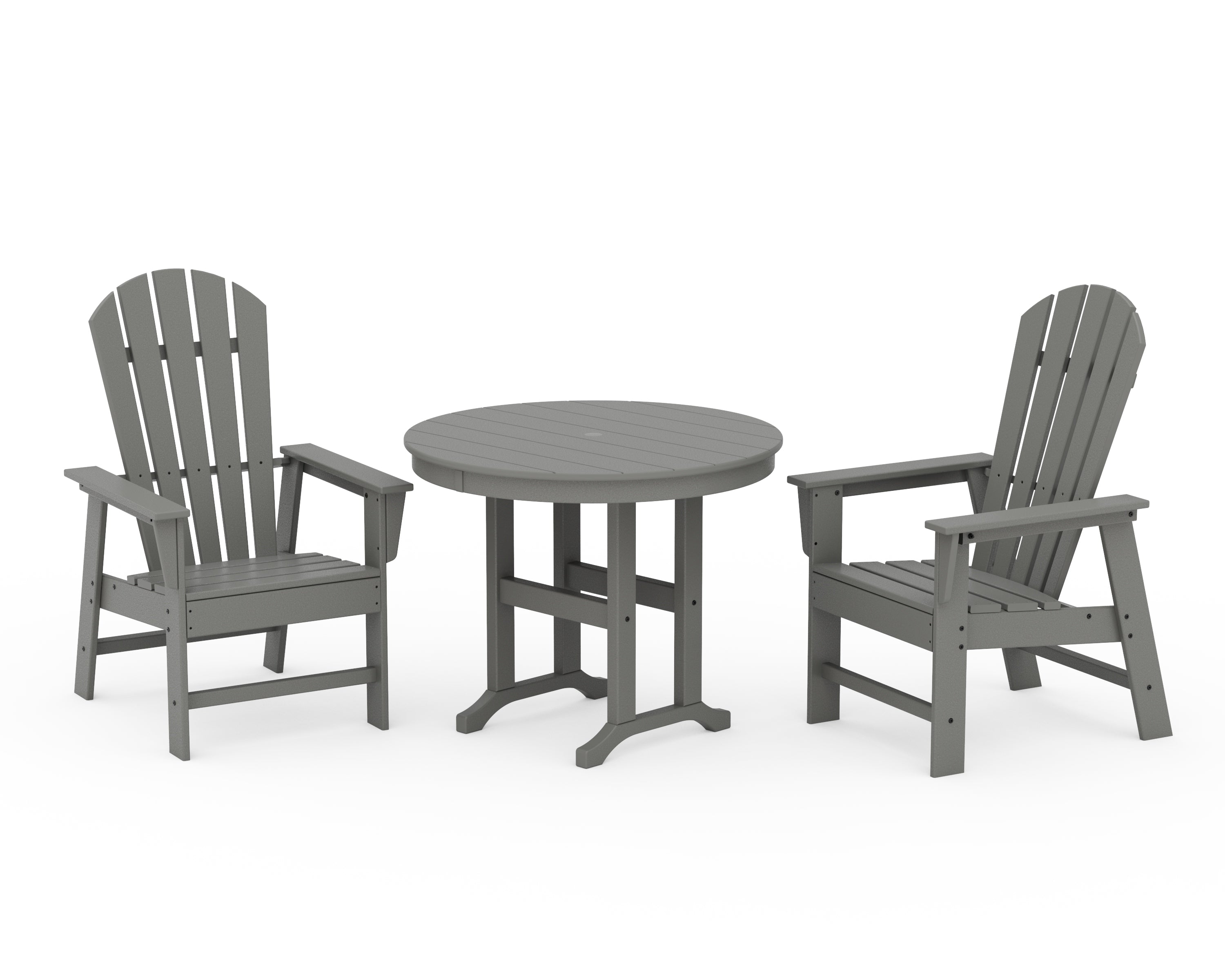 POLYWOOD® South Beach 3-Piece Round Farmhouse Dining Set in Slate Grey