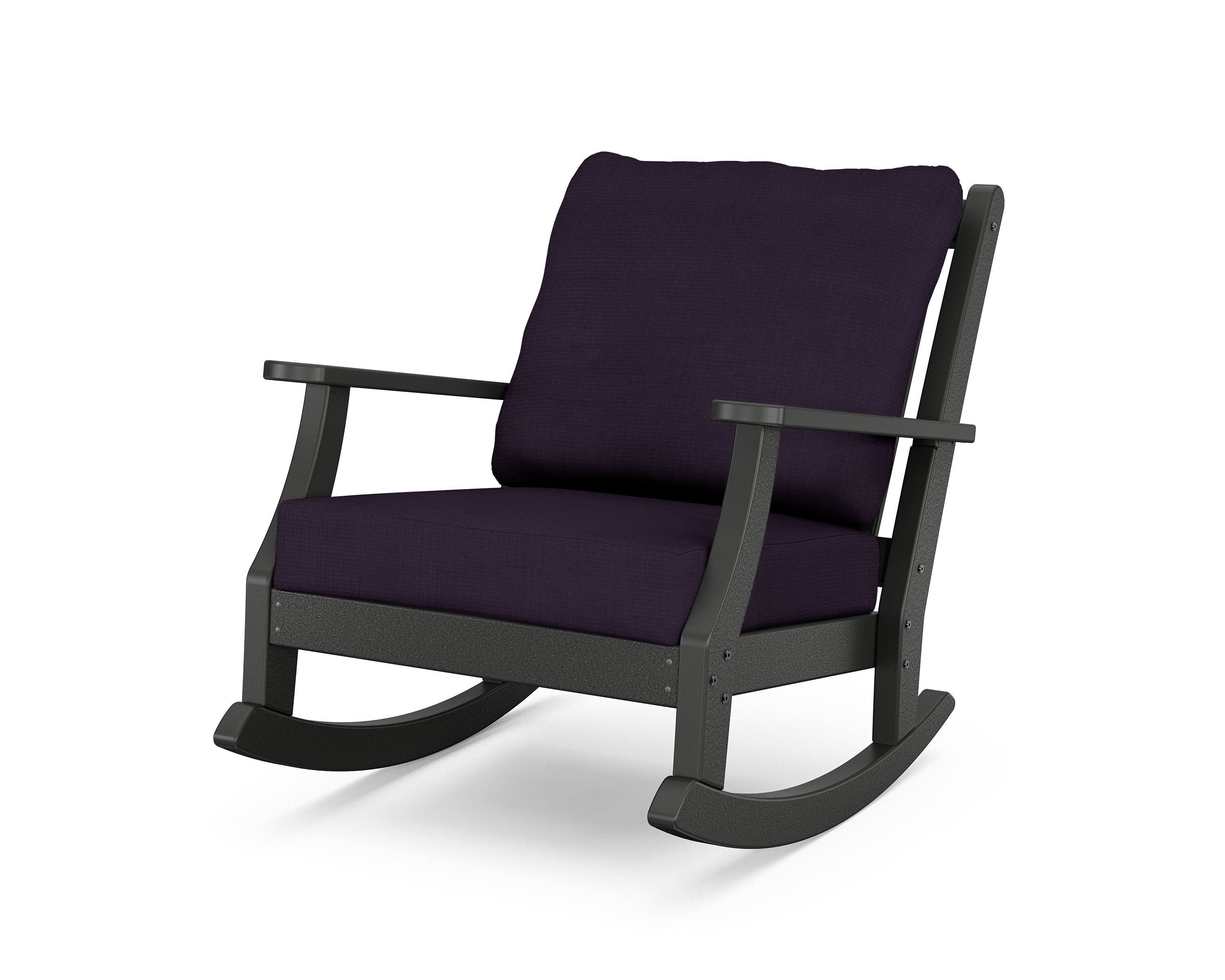 Country Living Wovendale Deep Seating Rocking Chair in Black / Navy Linen