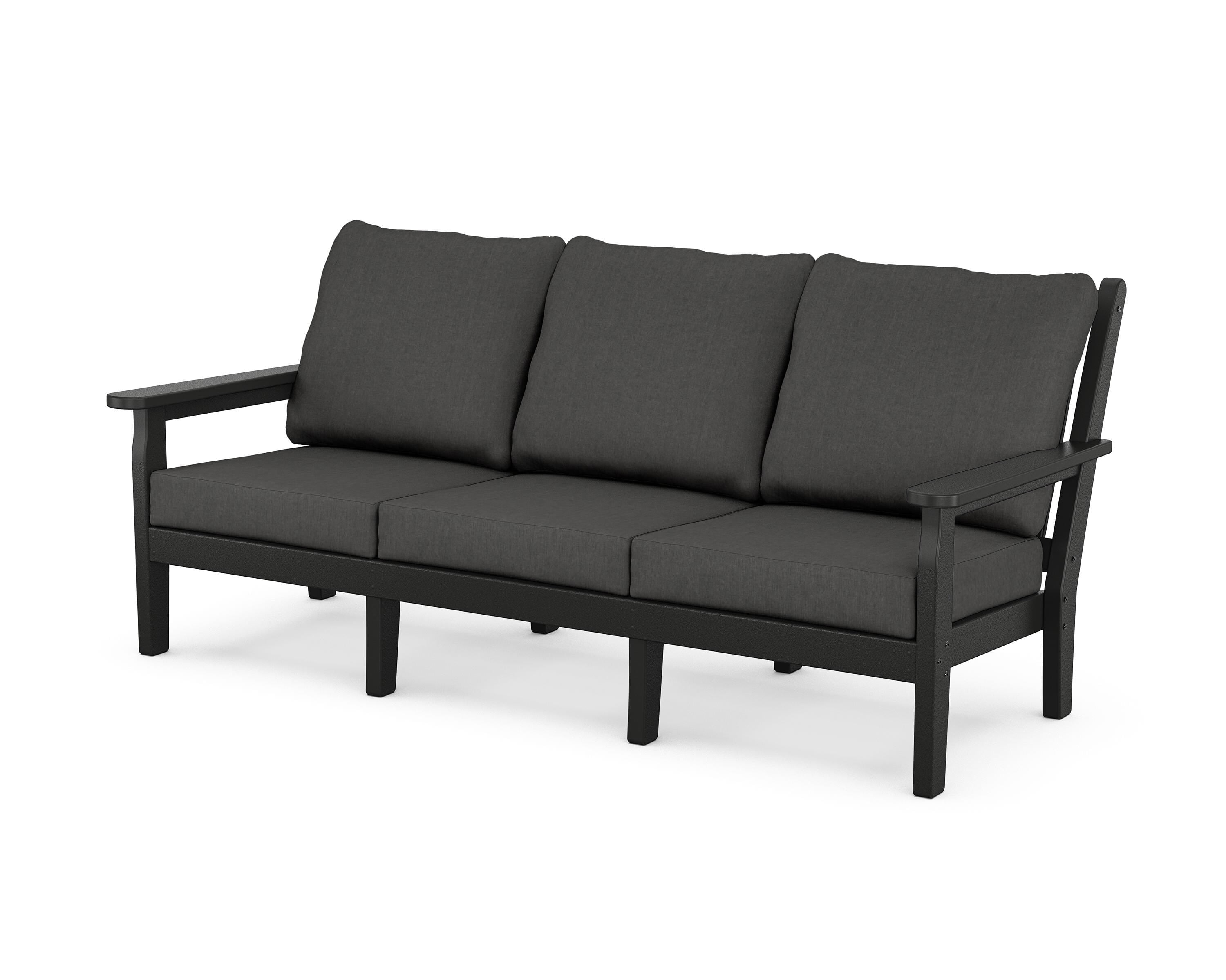 POLYWOOD® Chippendale Deep Seating Sofa in Black / Spectrum Carbon