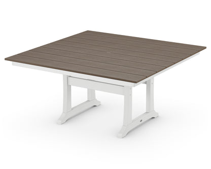 POLYWOOD® Farmhouse Trestle 59" Dining Table in White / Kona