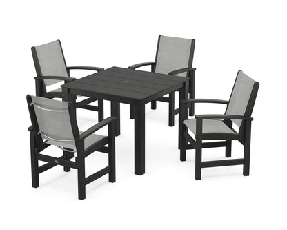 POLYWOOD® Coastal 5-Piece Parsons Dining Set in Black / Metallic Sling
