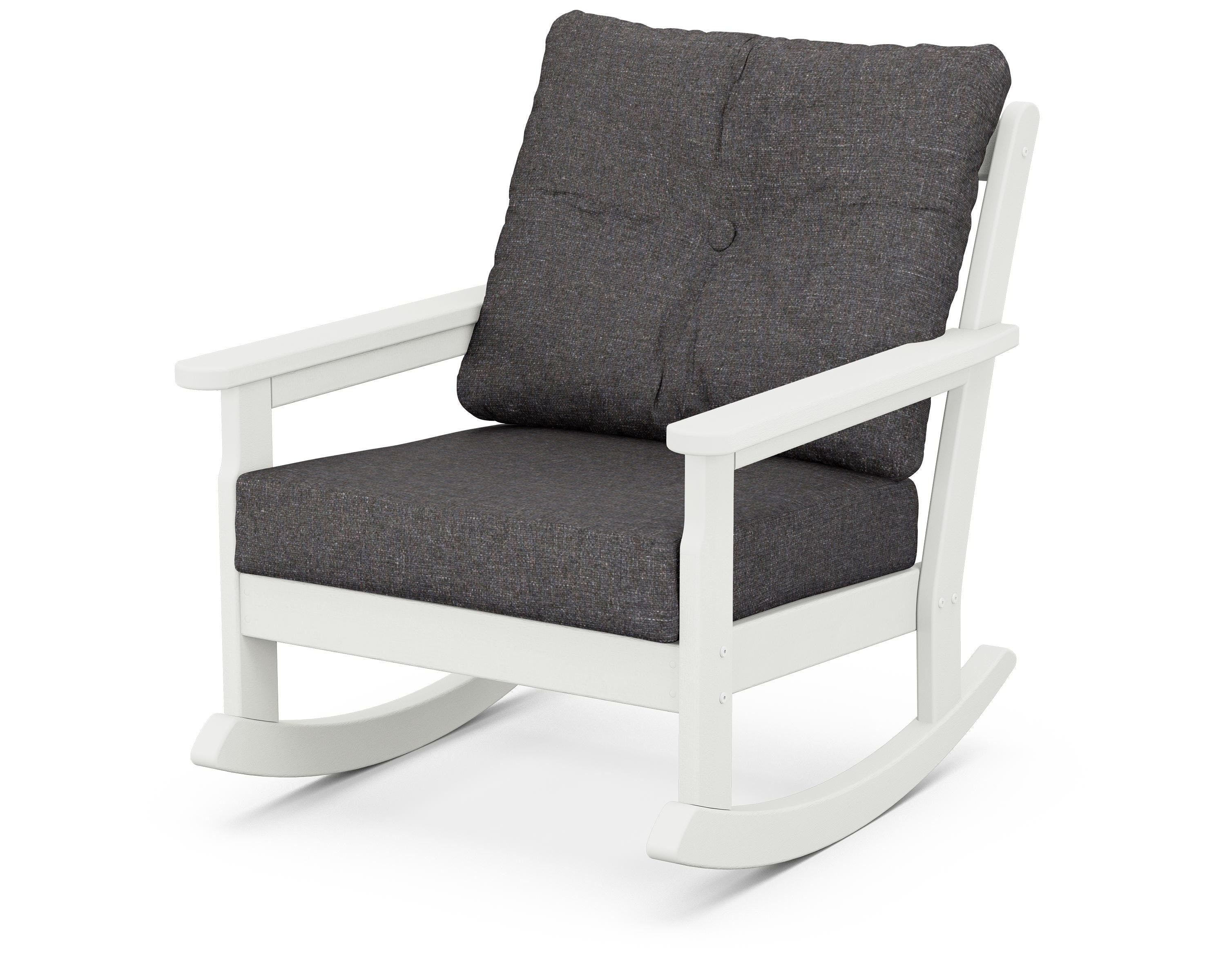 POLYWOOD® Vineyard Deep Seating Rocking Chair in Vintage White / Ash Charcoal