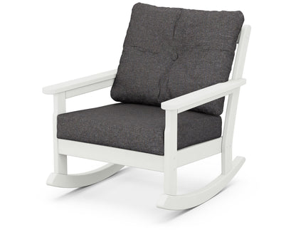 POLYWOOD® Vineyard Deep Seating Rocking Chair in Vintage White / Ash Charcoal