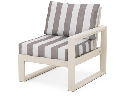POLYWOOD® EDGE Modular Right Arm Chair in Sand / Cabana Stripe Grey Mist