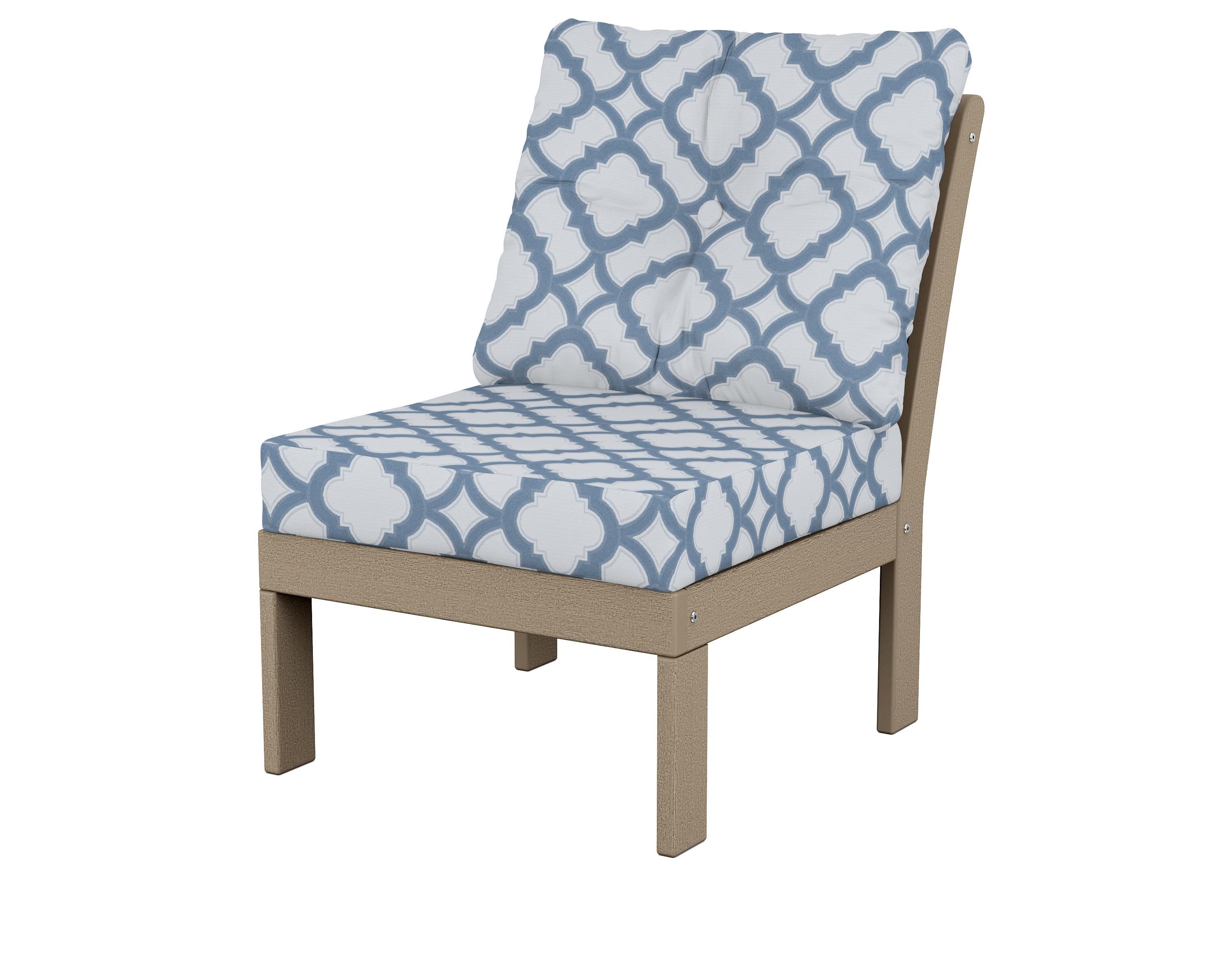 POLYWOOD® Vineyard Modular Armless Chair in Vintage Sahara / Trellis Sky Blue