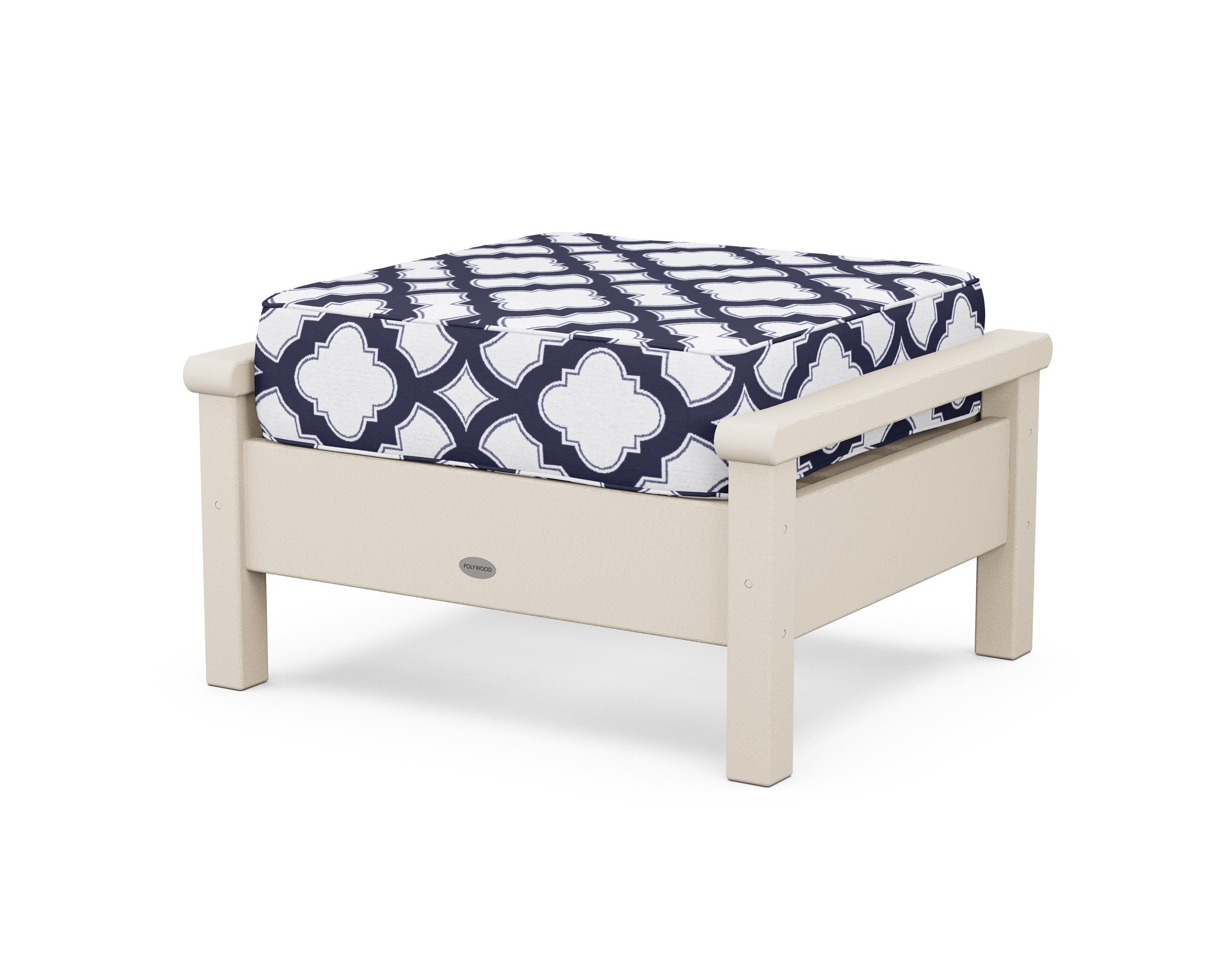 POLYWOOD® Harbour Deep Seating Ottoman in Sand / Trellis Navy