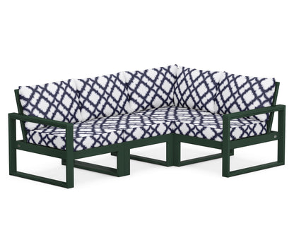 POLYWOOD® EDGE 4-Piece Modular Deep Seating Set in Green / Trellis Navy
