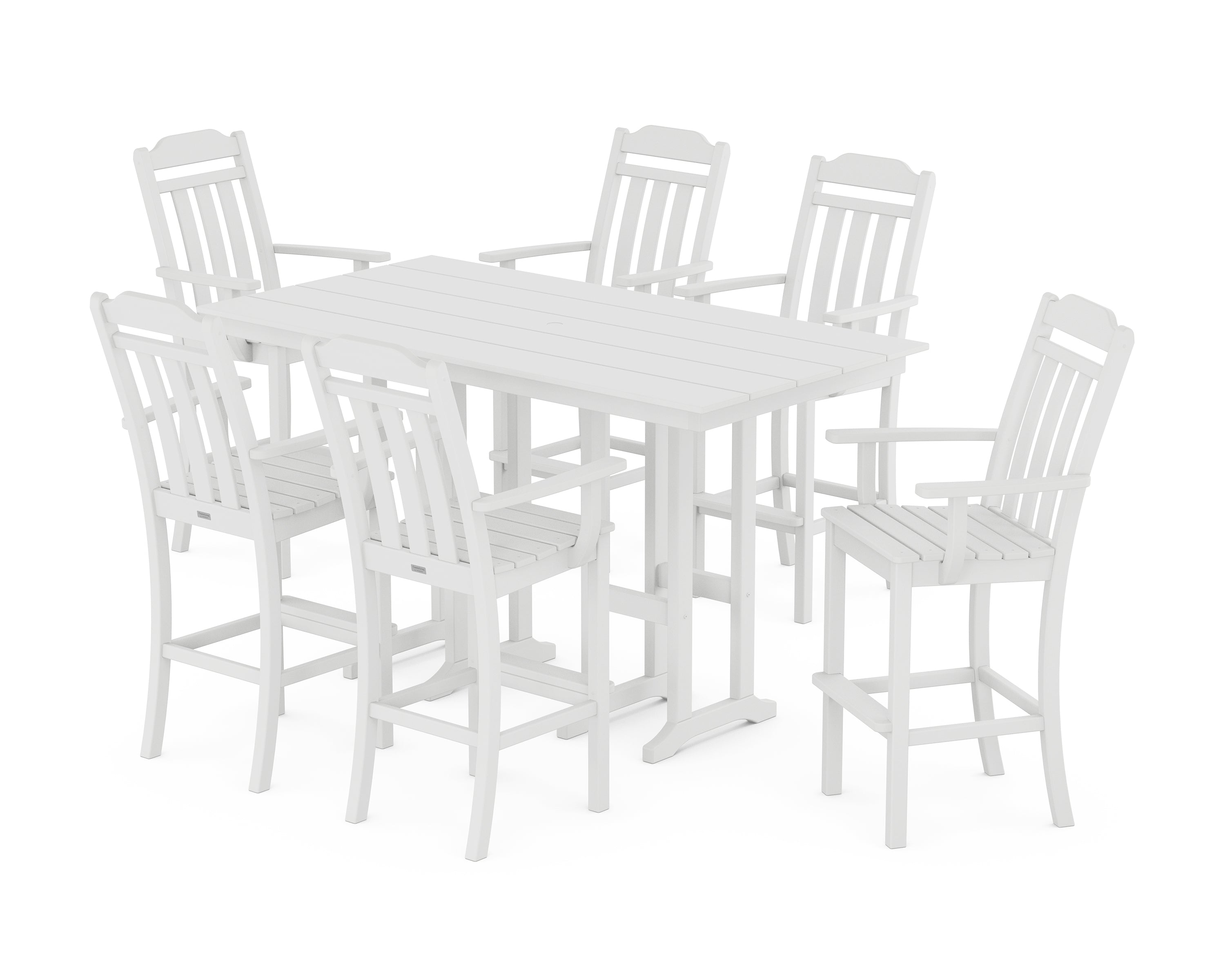 Country Living Cottage Arm Chair 7-Piece Farmhouse Bar Set in White