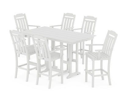 Country Living Cottage Arm Chair 7-Piece Farmhouse Bar Set in White