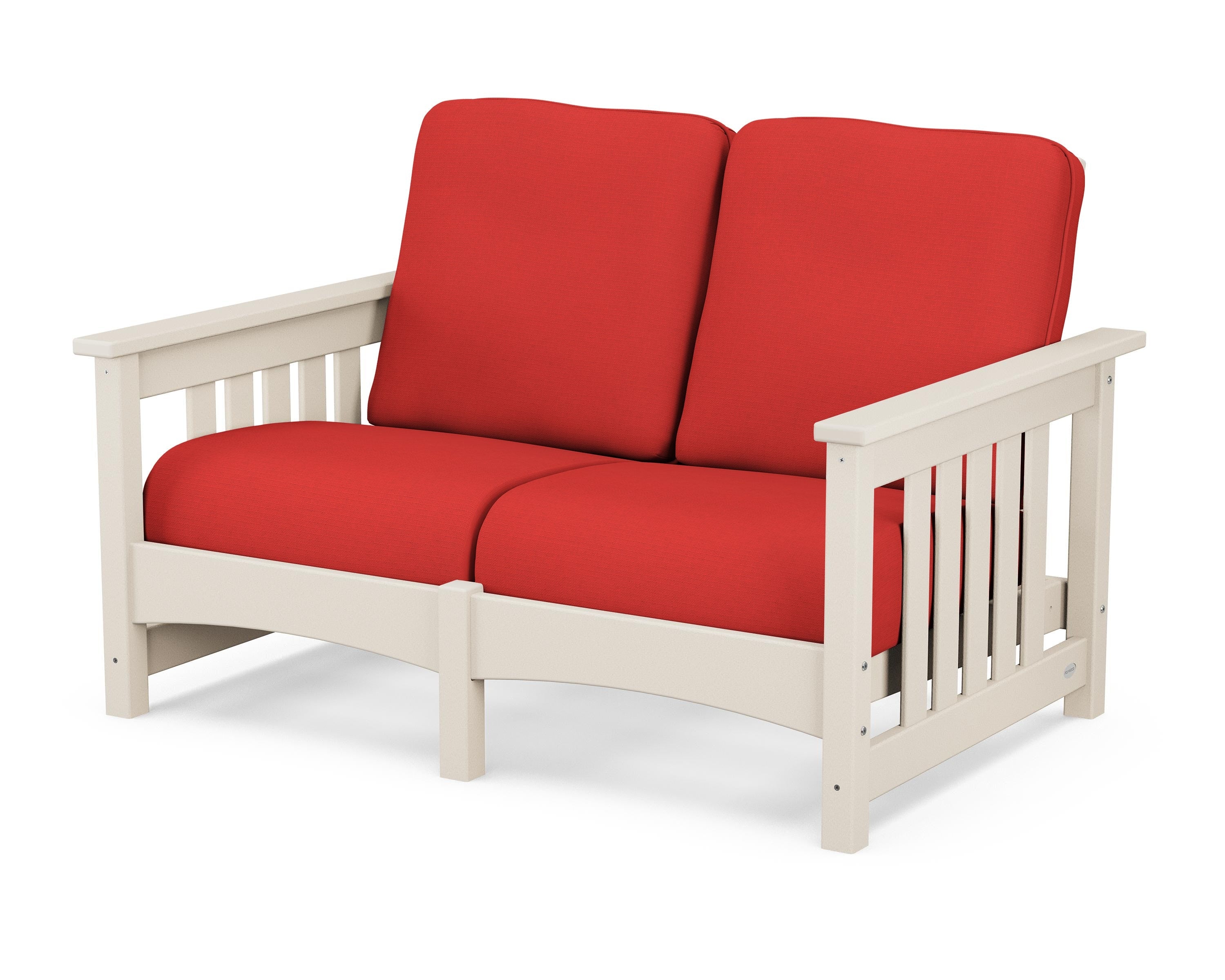 POLYWOOD® Club Mission Loveseat in Sand / Crimson Linen