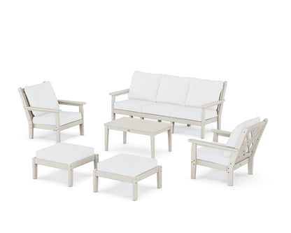 POLYWOOD® Chippendale 6-Piece Lounge Sofa Set in Sand / Natural