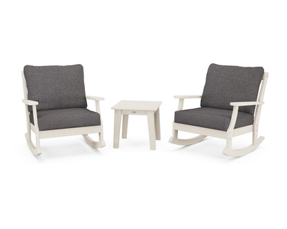 POLYWOOD® Braxton 3-Piece Deep Seating Rocker Set in Sand / Ash Charcoal
