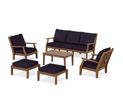 Country Living Wovendale 6-Piece Lounge Sofa Set in Teak / Navy Linen