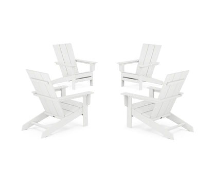 POLYWOOD® 4-Piece Modern Studio Adirondack Chair Conversation Set in White