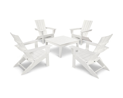 POLYWOOD® Quattro Folding Chair 5-Piece Conversation Set in White