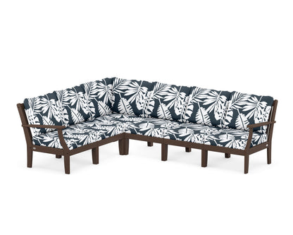 POLYWOOD® Braxton Modular 6-Piece Deep Seating Set in Mahogany / Leaf Marine Indigo