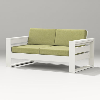 PW Designer Series Latitude Loveseat in Vintage White / Chartreuse Boucle