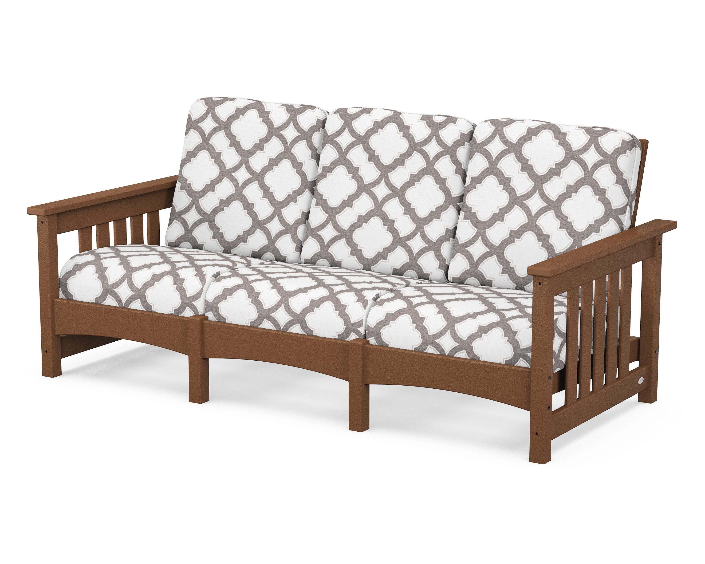 POLYWOOD® Club Mission Sofa in Teak / Trellis Grey Mist