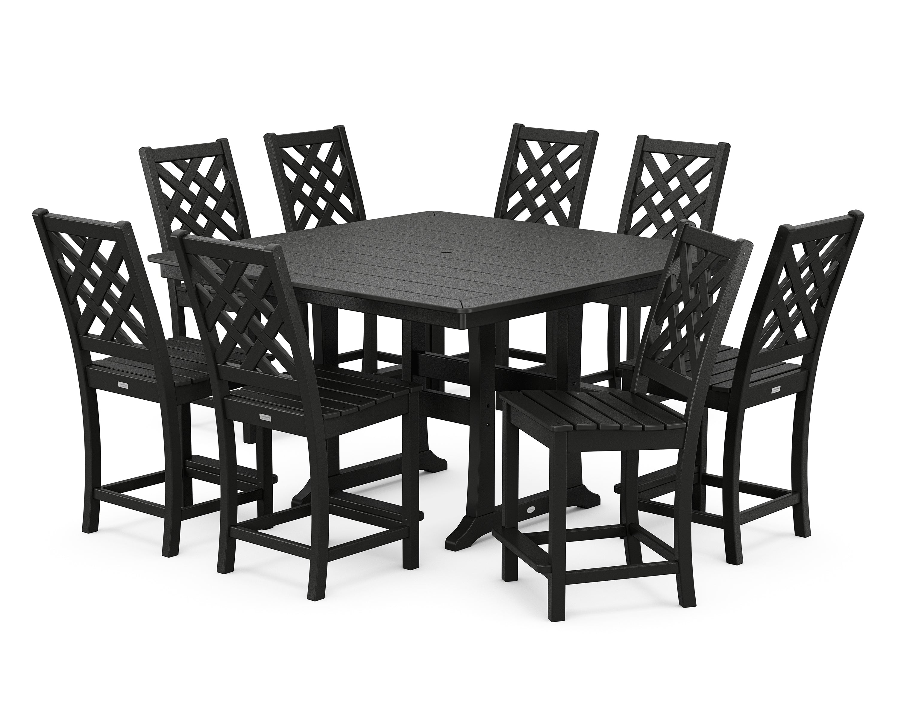 Country Living Wovendale Side Chair 9-Piece Square Counter Set with Trestle Legs in Black