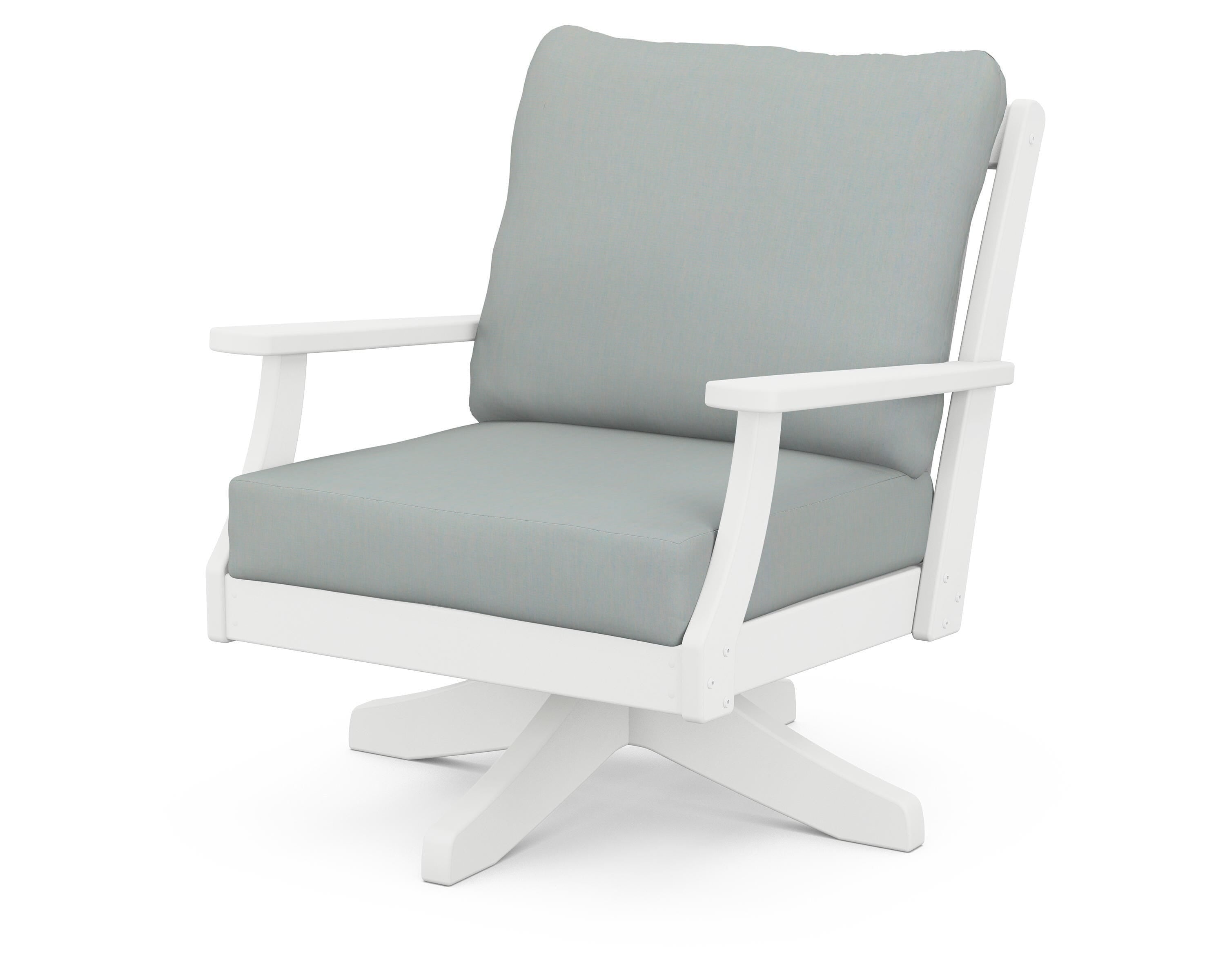 POLYWOOD® Braxton Deep Seating Swivel Chair in White / Spa