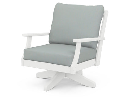 POLYWOOD® Braxton Deep Seating Swivel Chair in White / Spa