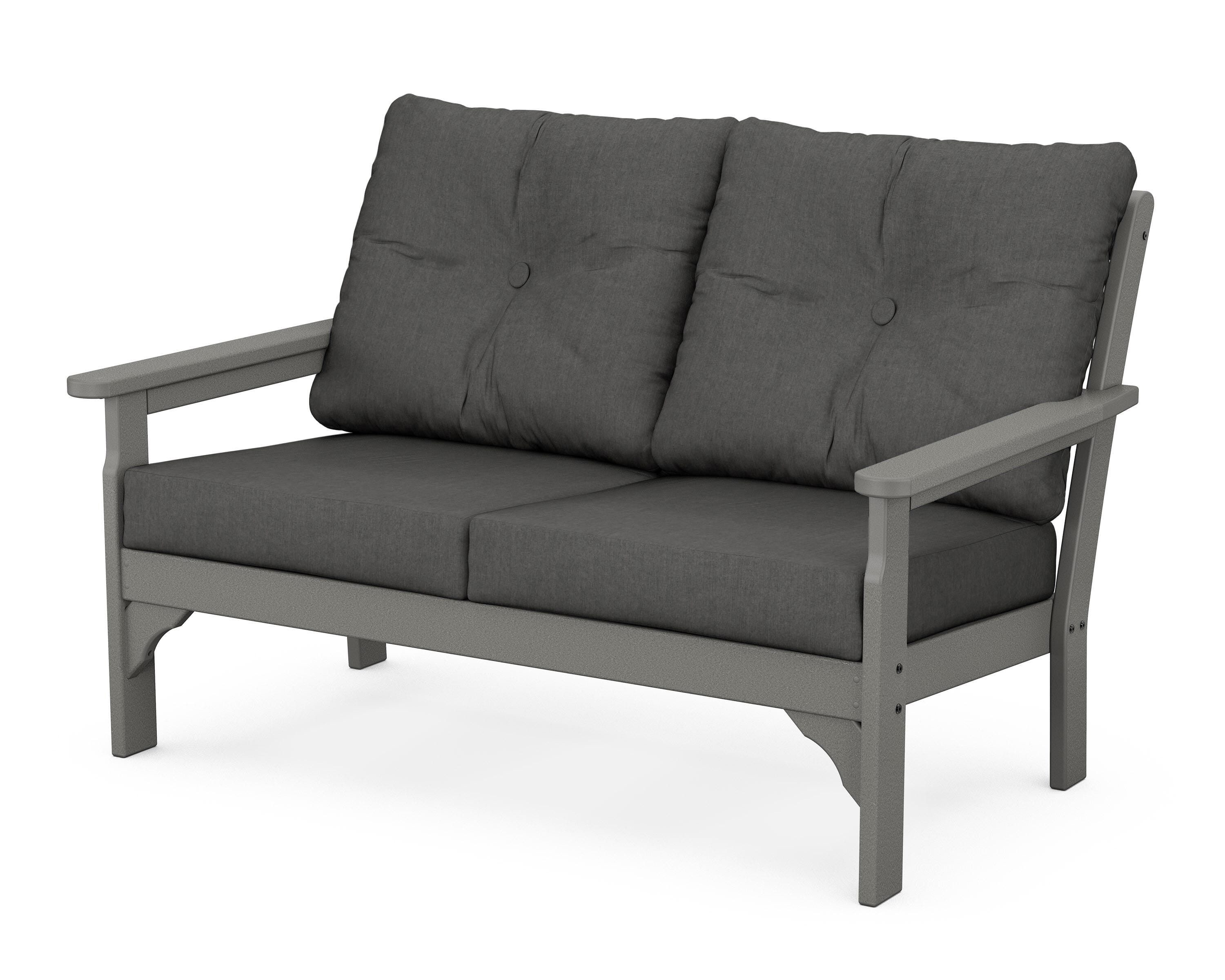 POLYWOOD® Vineyard Deep Seating Loveseat in Slate Grey / Spectrum Carbon