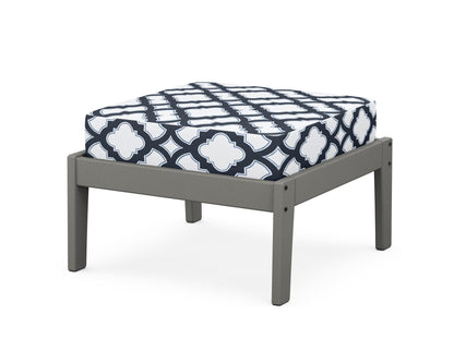 Unbranded Deep Seating Ottoman in Slate Grey / Trellis Marine Indigo
