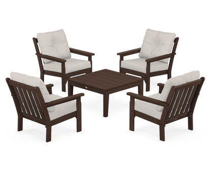 POLYWOOD® Vineyard 5-Piece Deep Seating Conversation Set in Mahogany / Cast Ash