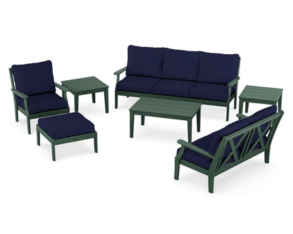 POLYWOOD® Braxton 7-Piece Deep Seating Set in Green / Navy