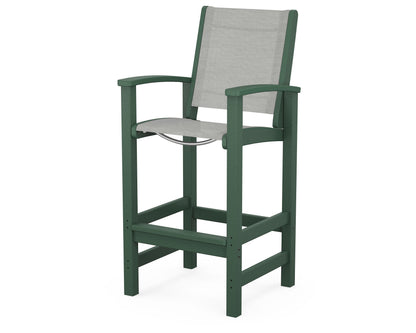 POLYWOOD® Coastal Bar Chair in Green / Metallic Sling
