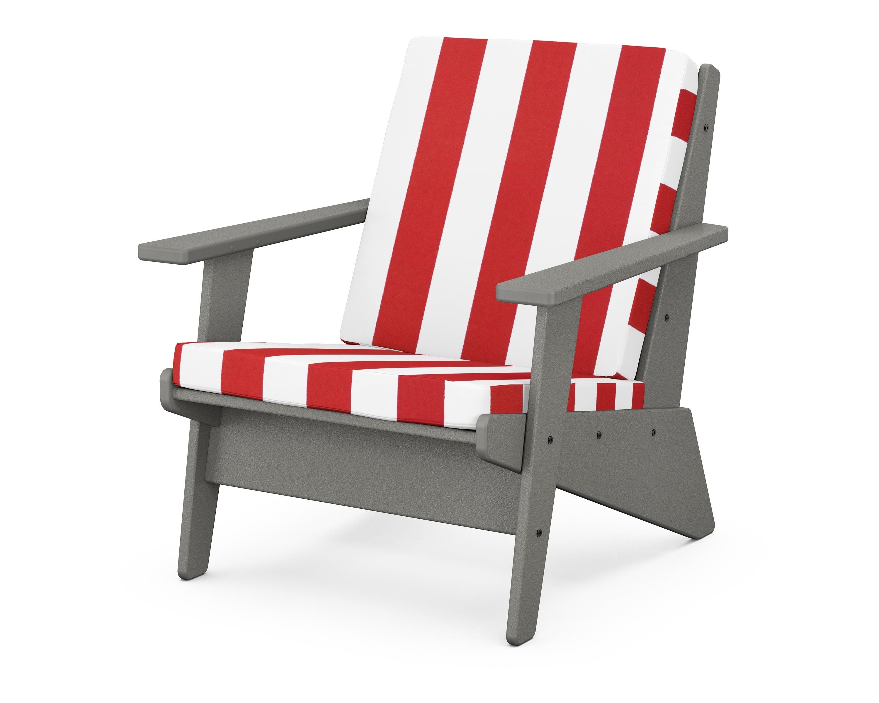 POLYWOOD® Riviera Modern Lounge Chair in Slate Grey / Cabana Stripe Crimson