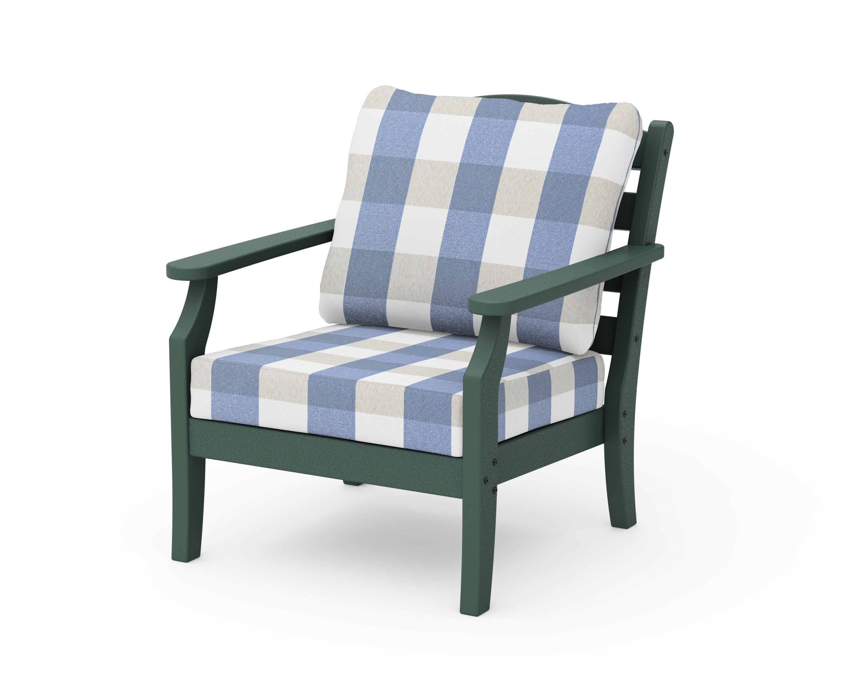 Draper James™ by  POLYWOOD® Savannah Deep Seating Chair in Green / Buffalo Plaid Sky Blue