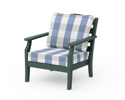 Draper James™ by  POLYWOOD® Savannah Deep Seating Chair in Green / Buffalo Plaid Sky Blue