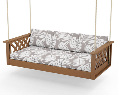 Country Living Wovendale Daybed Swing in Teak / Leaf Grey Mist