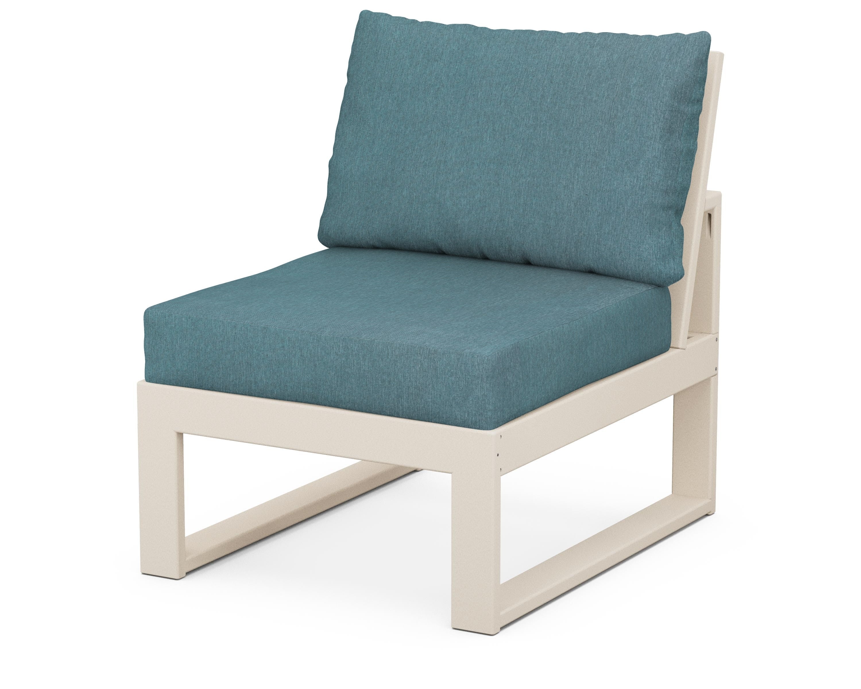Unbranded Modular Armless Chair in Sand / Ocean Teal
