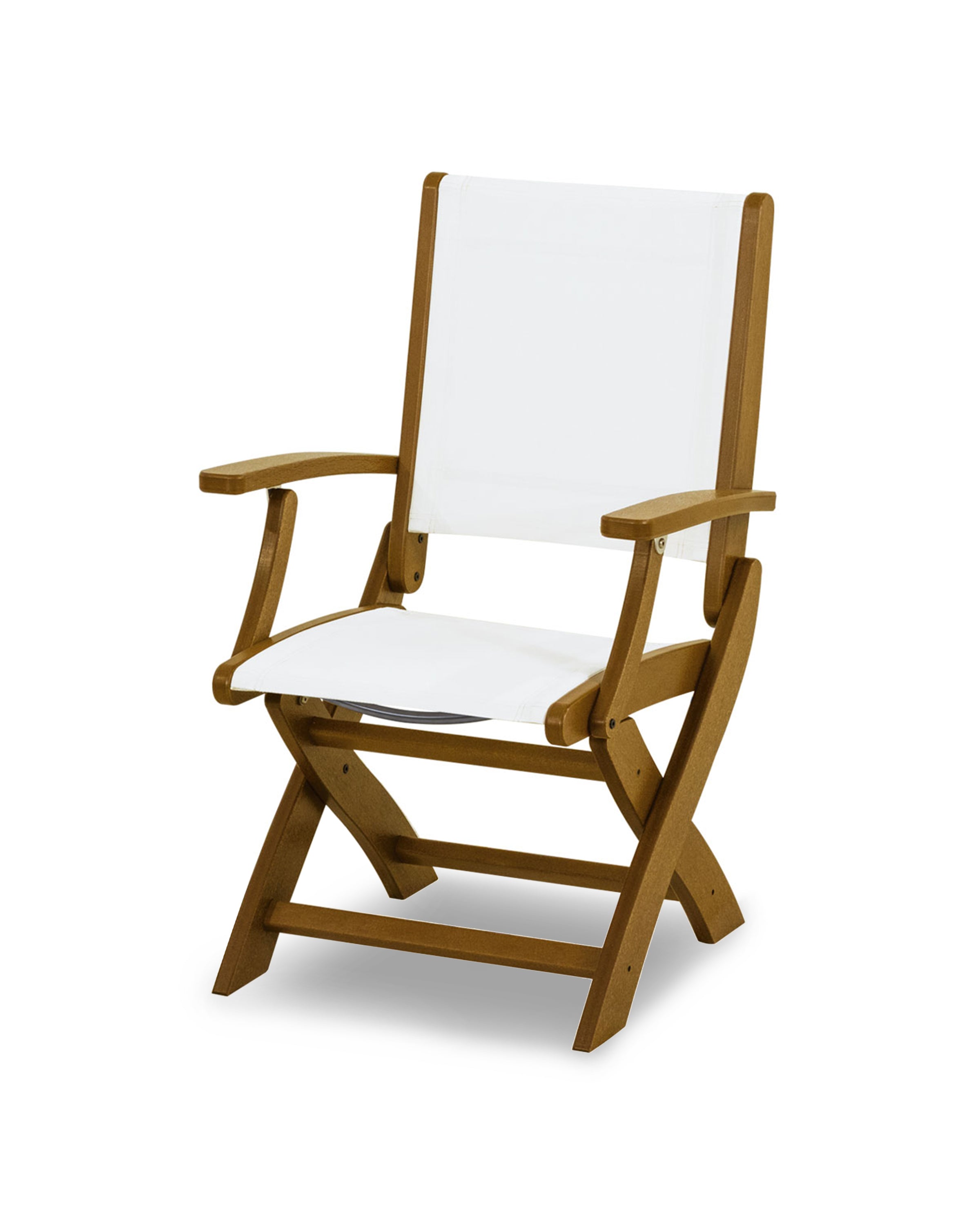 POLYWOOD® Coastal Folding Chair in Teak / White Sling