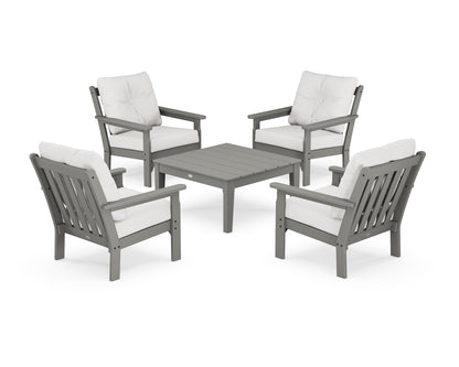 POLYWOOD® Vineyard 5-Piece Deep Seating Conversation Set in Slate Grey / Natural Linen