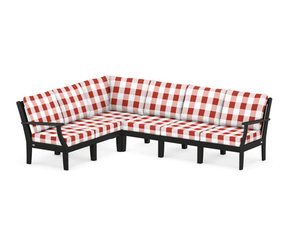 POLYWOOD® Braxton Modular 6-Piece Deep Seating Set in Black / Buffalo Plaid Crimson
