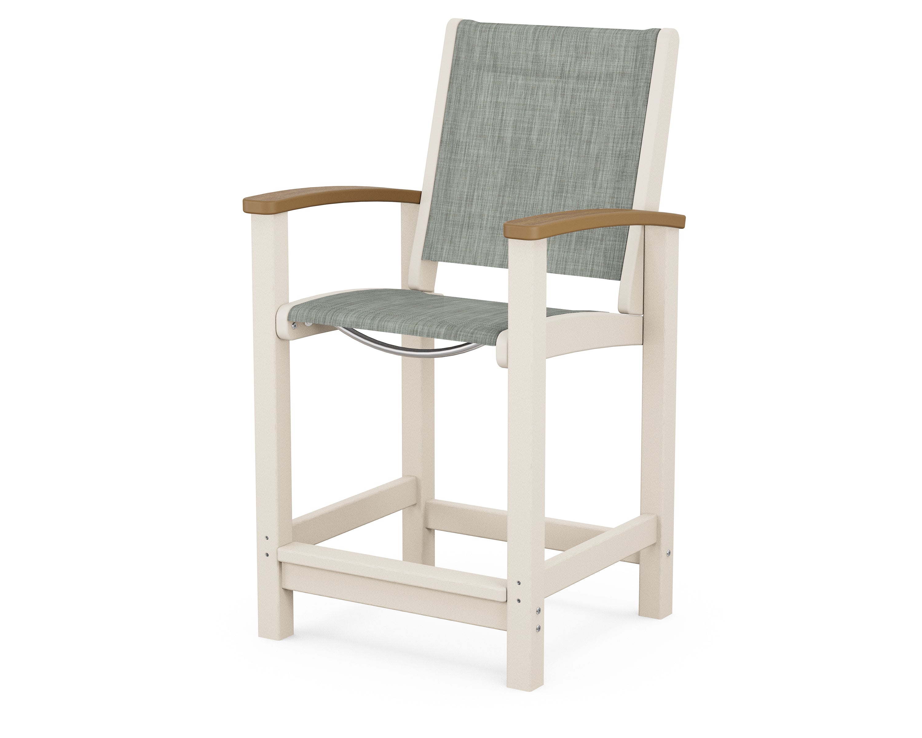 POLYWOOD® Coastal Counter Chair in Sand / Natural / Birch Sling