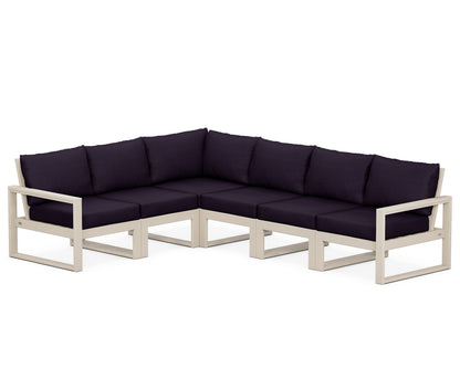 POLYWOOD® EDGE 6-Piece Modular Deep Seating Set in Sand / Navy Linen