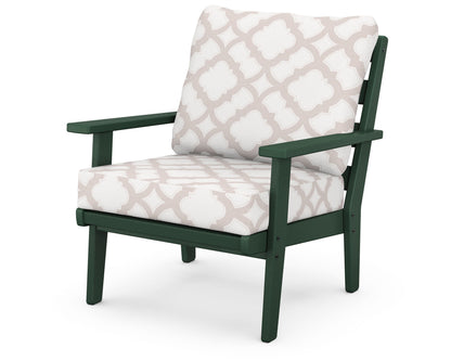 POLYWOOD® Grant Park Deep Seating Chair in Green / Trellis Dune Burlap