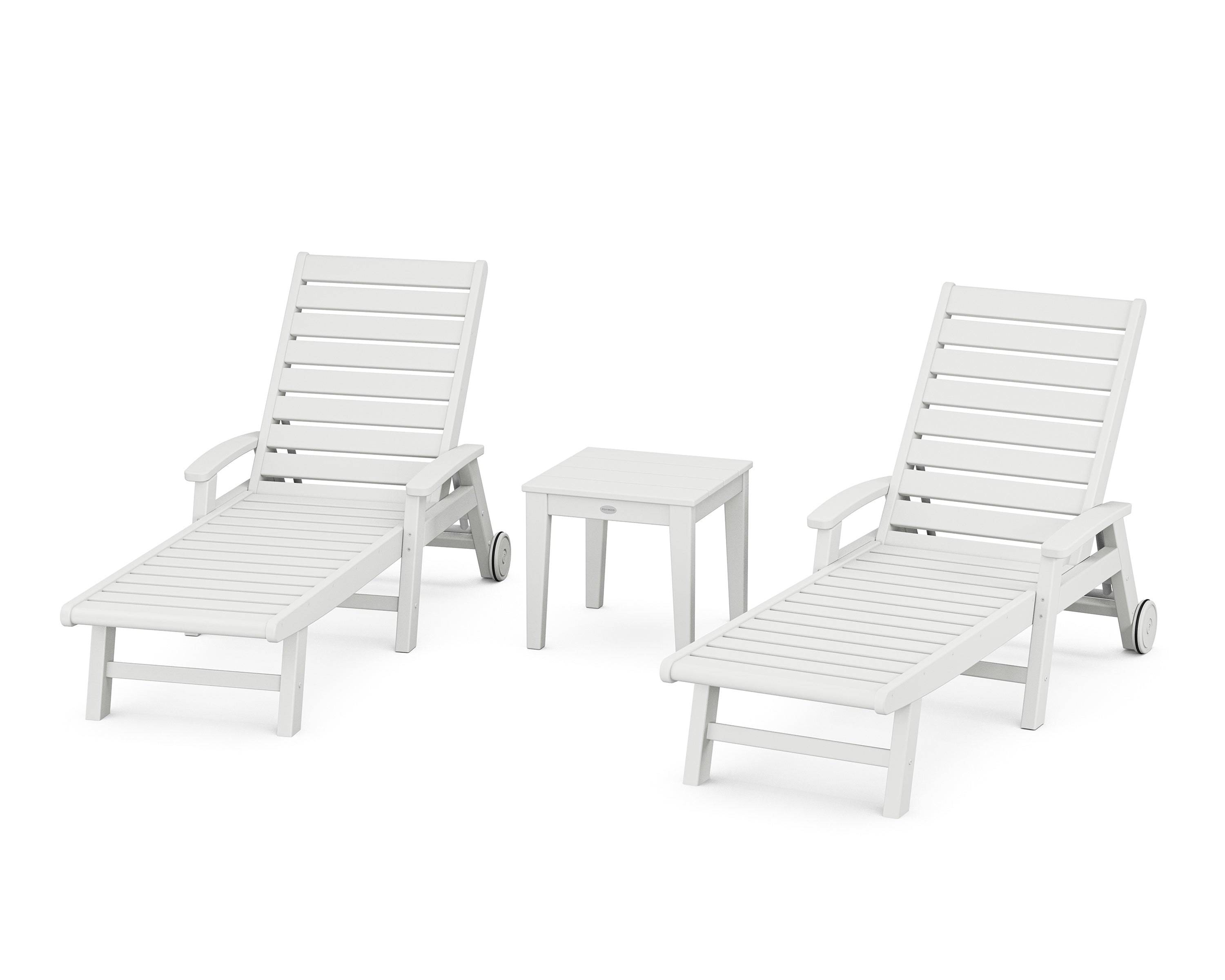 POLYWOOD® Signature Chaise 3-Piece Set with Wheels in White