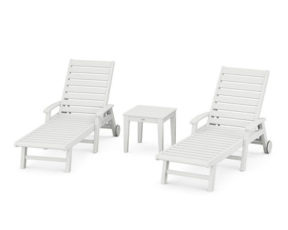 POLYWOOD® Signature Chaise 3-Piece Set with Wheels in White