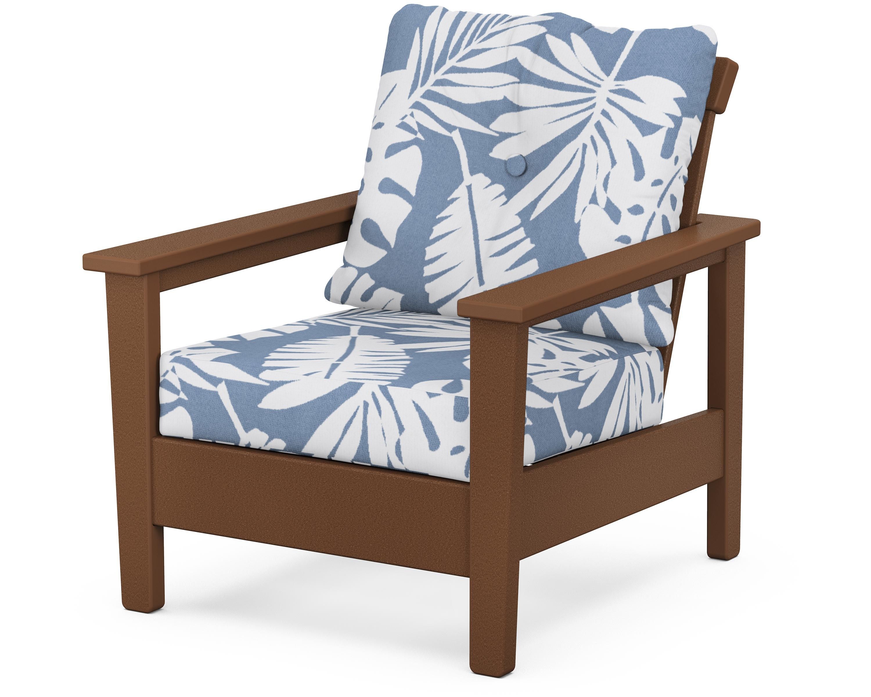 POLYWOOD® Prescott Deep Seating Chair in Teak / Leaf Sky Blue