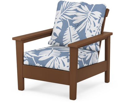 POLYWOOD® Prescott Deep Seating Chair in Teak / Leaf Sky Blue