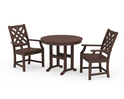POLYWOOD® Wovendale 3-Piece Farmhouse Dining Set in Mahogany