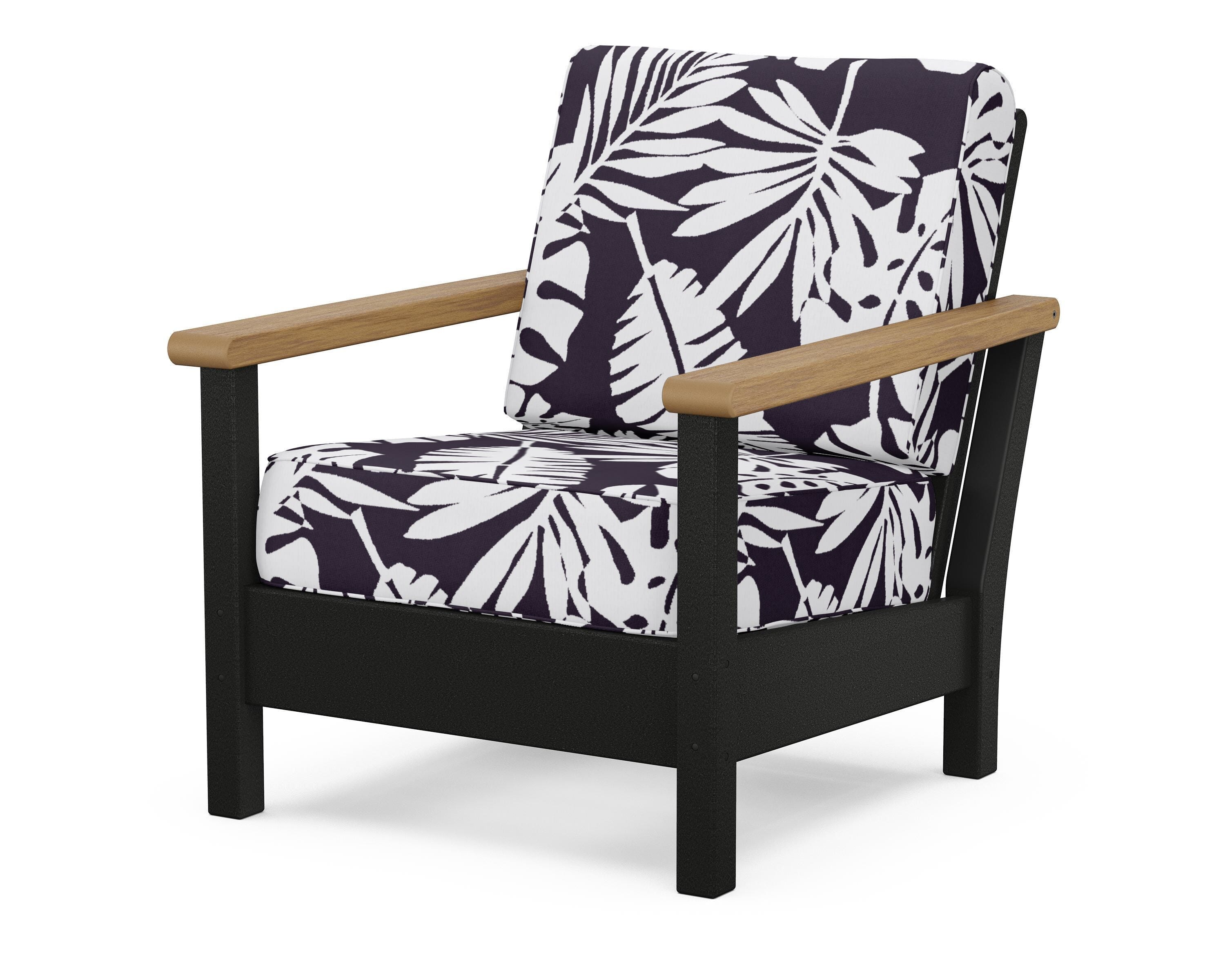 POLYWOOD® Harbour Deep Seating Chair in Black / Natural / Leaf Navy